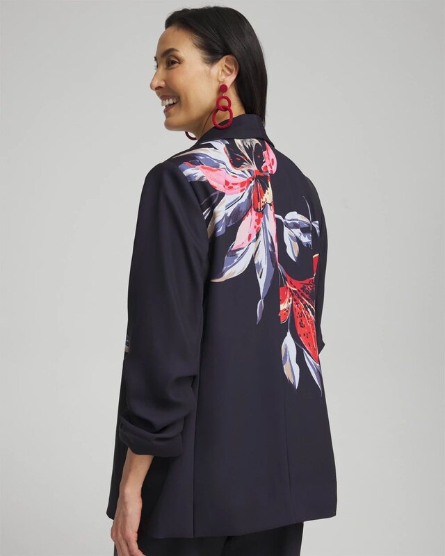 Floral Ruched Sleeve Soft Jacket - image 3